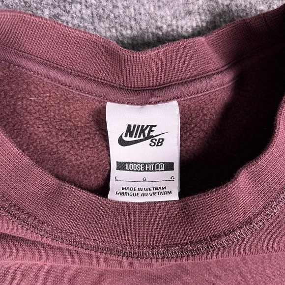 Nike SB Sweaters Mens L Maroon Loose Fit Pullover Skateboarding Swoosh Heavy - Picture 5 of 14